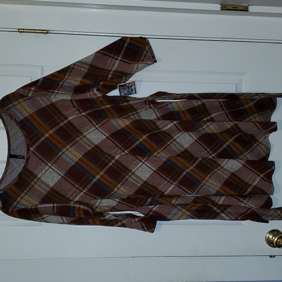 Voll Plaid Tie Detail Dress, 2X - Picture 1 of 4